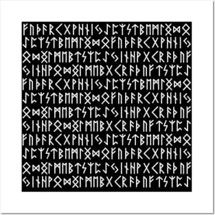 Viking runes white pattern Posters and Art